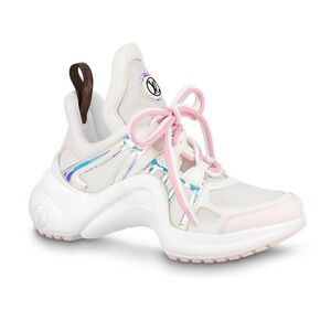 LOUIS VUITTON Archlight Monogram Calfskin Chunky Sneaker White Pink Holographic